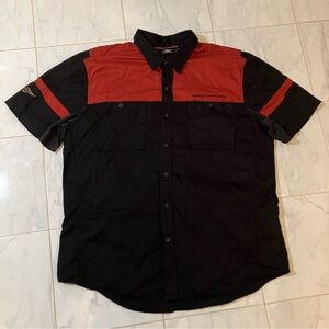 Harley-Davidson Men's Red and Black Casual Shirt. Button up.  EUC!